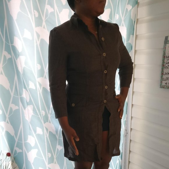 Olsen Europe Womens Designer Made in Poland Linen shirt Dress us6 - Picture 1 of 7